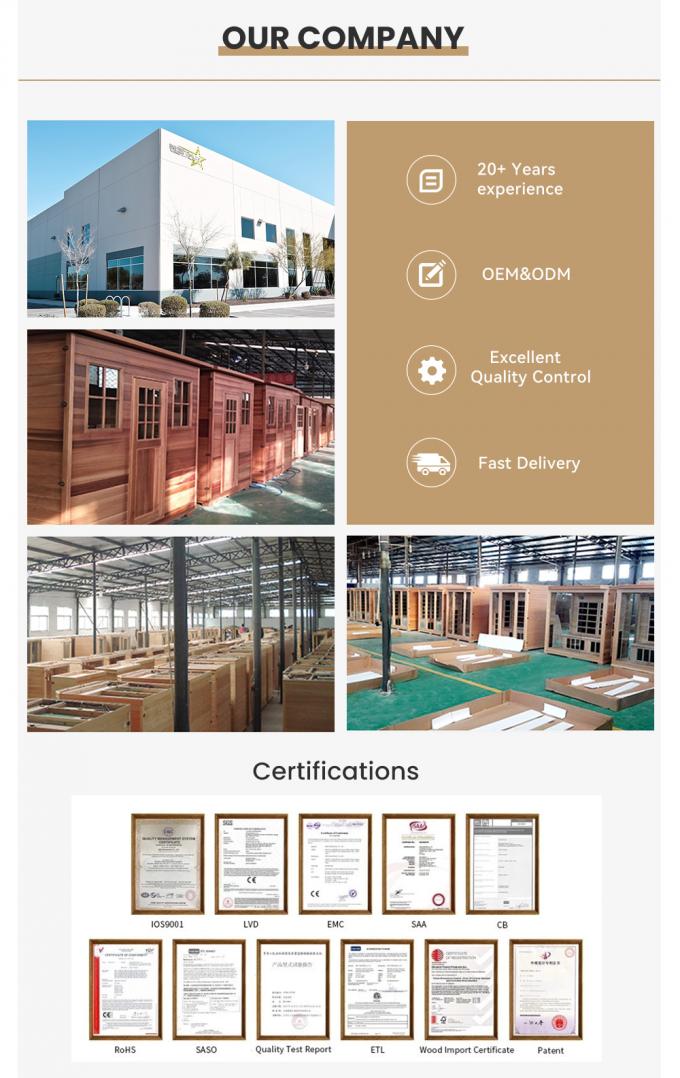 High Material Outdoor Steam Room Wooden High Privacy Prefab Sauna House 13